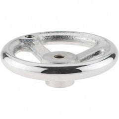 Gibraltar - 5", 3 Spoke Offset Handwheel - 0.622" Bore Diam, 1-1/4" Hub, Cast Iron, Chrome Plated Finish - Benchmark Tooling