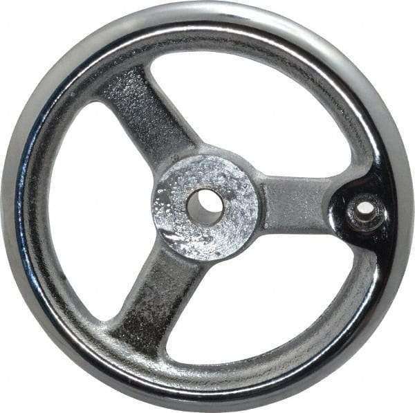 Gibraltar - 6", 3 Spoke Offset Handwheel - 1-3/8" Hub, Cast Iron, Chrome Plated Finish - Benchmark Tooling