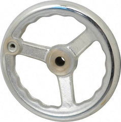 Gibraltar - 8", 3 Spoke Offset Handwheel - 0.622" Bore Diam, 1-21/32" Hub, Cast Iron, Chrome Plated Finish - Benchmark Tooling