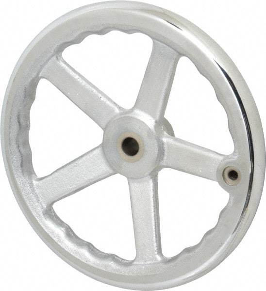 Gibraltar - 10", 5 Spoke Offset Handwheel - 0.622" Bore Diam, 1-7/8" Hub, Cast Iron, Chrome Plated Finish - Benchmark Tooling