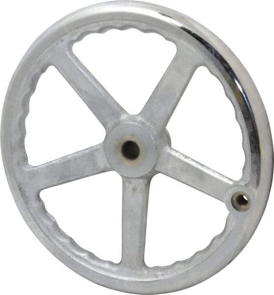 Gibraltar - 12", 5 Spoke Offset Handwheel - 0.622" Bore Diam, 2-5/32" Hub, Cast Iron, Chrome Plated Finish - Benchmark Tooling