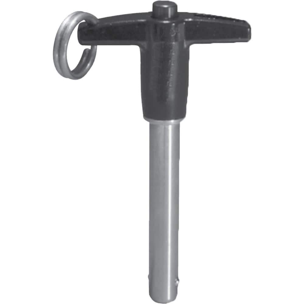 Ball Grip Quick-Release Pin: T-Handle, 3/16″ Pin Dia, 3/4″ Usable Length 2.02″ OAL, 17-4 Stainless Steel, Aluminum Handle