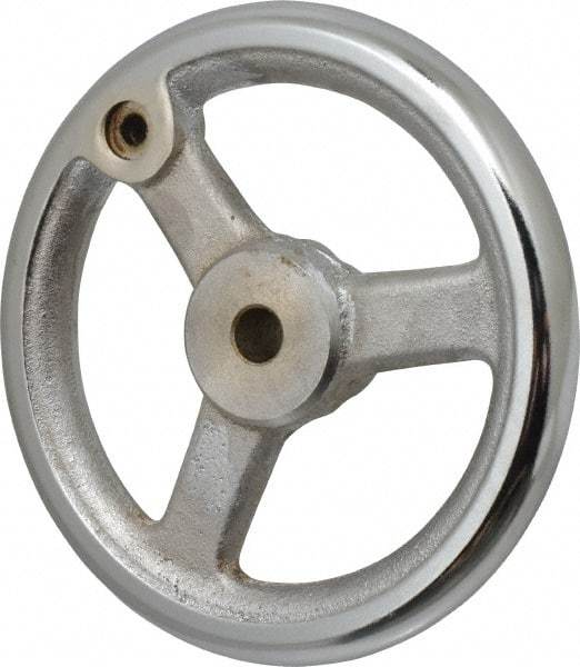 Gibraltar - 6", 3 Spoke Straight Handwheel - 1-1/2" Hub, Cast Iron, Chrome Plated Finish - Benchmark Tooling