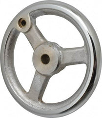 Gibraltar - 6", 3 Spoke Straight Handwheel - 1-1/2" Hub, Cast Iron, Chrome Plated Finish - Benchmark Tooling