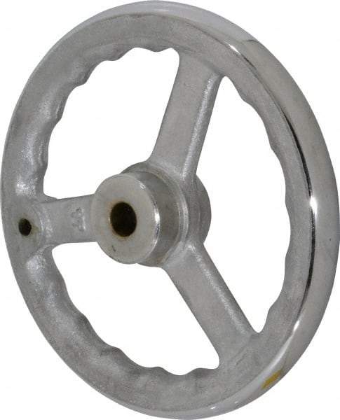 Gibraltar - 8", 3 Spoke Straight Handwheel - 1.8" Hub, Cast Iron, Chrome Plated Finish - Benchmark Tooling