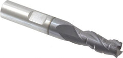 ProMax - 11/32" Diam, 7/8" LOC, 3 Flute Solid Carbide Roughing & Finishing Corner Radius End Mill - AlTiN Finish, 2-1/2" OAL, 3/8" Shank Diam, Straight Shank, 35° Helix, Centercutting, Regular Length - Benchmark Tooling