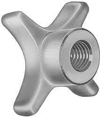 Made in USA - 3" Head Diam, 4 Point Lobed Knob - 5/8" Hole, Steel - Benchmark Tooling