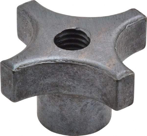 Made in USA - 1-1/2" Diam, 5/16-18 Thread, 7/8" High, Cast Steel, Cadmium Plated, Quick Acting Hand Knob - 11/16" Hub Diam, 21/64" Quick Release Distance, 1/2" Hub Height, 3/8" Head Height - Benchmark Tooling