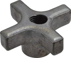 Made in USA - 2" Diam, 3/8-16 Thread, 1" High, Cast Steel, Cadmium Plated, Quick Acting Hand Knob - 13/16" Hub Diam, 25/64" Quick Release Distance, 1/2" Hub Height, 1/2" Head Height - Benchmark Tooling