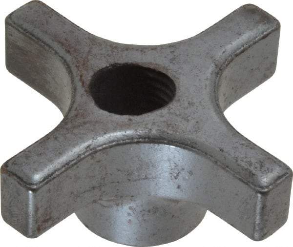 Made in USA - 2-1/2" Diam, 1/2-13 Thread, 1-1/8" High, Cast Steel, Cadmium Plated, Quick Acting Hand Knob - 1" Hub Diam, 33/64" Quick Release Distance, 9/16" Hub Height, 9/16" Head Height - Benchmark Tooling