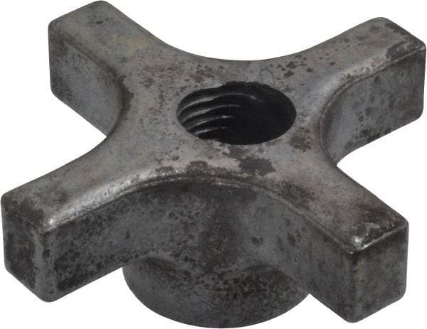 Made in USA - 3" Diam, 5/8-11 Thread, 1-1/4" High, Cast Steel, Cadmium Plated, Quick Acting Hand Knob - 1-1/4" Hub Diam, 41/64" Quick Release Distance, 5/8" Hub Height, 5/8" Head Height - Benchmark Tooling
