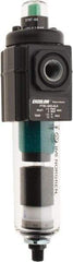 Norgren - 1/4" Port Coalescing Filter - Polycarbonate Bowl, Automatic Drain, 150 Max psi, 0.01 Micron Rating, 1.98" Wide x 7-1/2" High - Benchmark Tooling