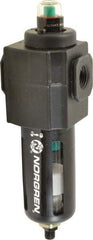 Norgren - 1/2" Port Coalescing Filter - Polycarbonate Bowl, Automatic Drain, 150 Max psi, 0.01 Micron Rating, 2.68" Wide x 8.16" High - Benchmark Tooling