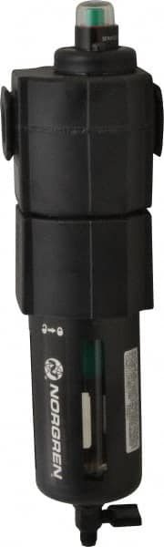 Norgren - 1/2" Port Coalescing Filter - Polycarbonate Bowl, Manual Drain, 150 Max psi, 0.01 Micron Rating, 3.15" Wide x 11.4" High - Benchmark Tooling