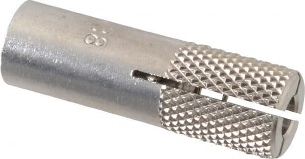 Red Head - 1/2" Diam, 1/2" Drill, 1-1/2" Min Embedment Drop-In Concrete Anchor - 303, 18-8 Stainless Steel, Slotted Drive, 1/2" Thread Length - Benchmark Tooling