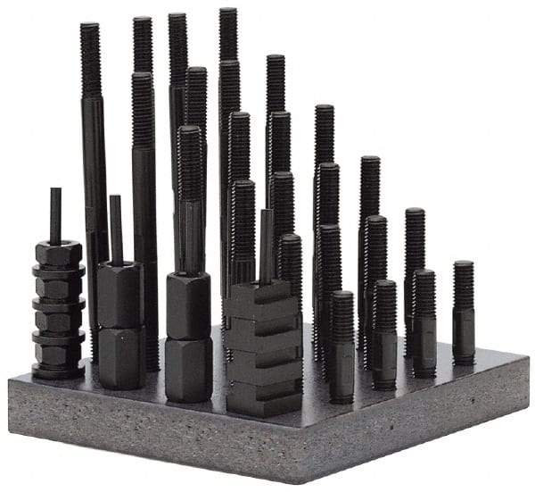 TE-CO - 38 Piece, 3/4-10 Stud, 7/8" T Slot, T Nut & Stud Kit - 1-1/2" T-Slot Nut Width, 3, 4, 5, 6, 7, 8" Stud Lengths - Benchmark Tooling