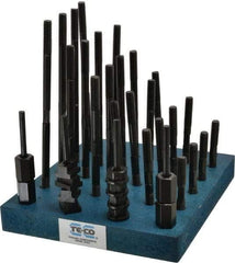 TE-CO - 38 Piece, 3/8-16 Stud, 7/16" T Slot, T Nut & Stud Kit - 11/16" T-Slot Nut Width, 3, 4, 5, 6, 7, 8" Stud Lengths - Benchmark Tooling