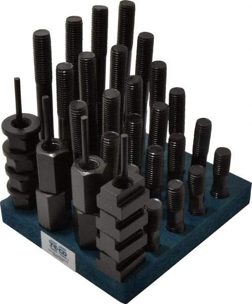 TE-CO - 38 Piece, 3/4-10 Stud, 13/16" T Slot, T Nut & Stud Kit - 1-1/4" T-Slot Nut Width, 3, 4, 5, 6, 7, 8" Stud Lengths - Benchmark Tooling