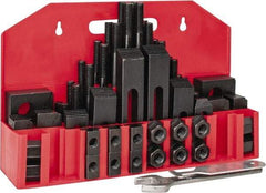 Value Collection - 52 Piece Fixturing Step Block & Clamp Set with 1" Step Block, 5/8" T-Slot, 1/2-13 Stud Thread - 1" Nut Width, 3, 4, 5, 6, 7 & 8" Stud Lengths - Benchmark Tooling