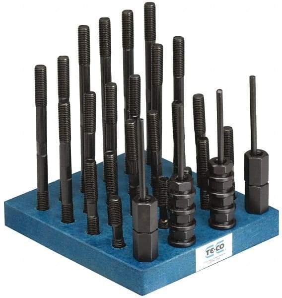 TE-CO - 41 Piece, 1/2-13 Stud, T Nut & Stud Kit - 3, 4, 5, 6, 7, 8" Stud Lengths - Benchmark Tooling