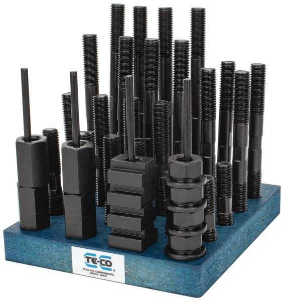 TE-CO - 41 Piece, 5/8-11 Stud, T Nut & Stud Kit - 3, 4, 5, 6, 7, 8" Stud Lengths - Benchmark Tooling