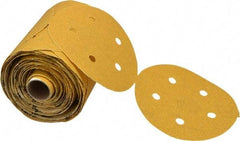 Norton - 5" Diam, 80 Grit Aluminum Oxide Adhesive PSA Disc - Coarse Grade, Gold, C Weighted Backing, Flexible - Benchmark Tooling