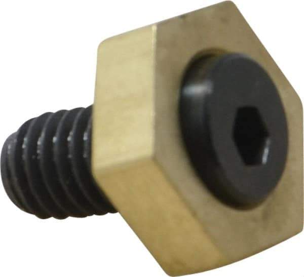 Mitee-Bite - 13/16" Brass Hex, 3/8-16 Stud Thread, Symmetrical Hex Clamp - 1/4" Hex Height, 2,000 Lb Holding Force, Hardened Steel Stud, 23/32" Long Thread, 20.8 Ft/Lb Torque, 10 Clamps - Benchmark Tooling