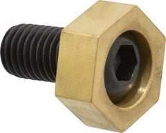 Mitee-Bite - 1-3/16" Brass Hex, 5/8-11 Stud Thread, Symmetrical Hex Clamp - 1/2" Hex Height, 6,000 Lb Holding Force, Hardened Steel Stud, 1-1/8" Long Thread, 100 Ft/Lb Torque, 4 Clamps - Benchmark Tooling