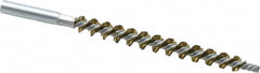 Schaefer Brush - 4" Brush Length, 7/16" Diam, Double Stem, Single Spiral Tube Brush - 6-1/4" Long, Brass, 12-24 Female Connection - Benchmark Tooling