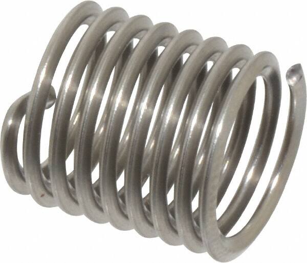 Heli-Coil - M9x1.25 Metric Coarse, 13.5mm OAL, Free Running Helical Insert - 10-7/8 Free Coils, Tanged, Stainless Steel, Bright Finish, 1-1/2D Insert Length - Benchmark Tooling