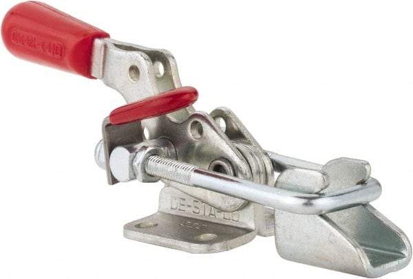 De-Sta-Co - 360 Lb Capacity, Horizontal, U Hook, Flanged Base, Carbon Steel Pull Action Latch Clamp - 1.18" Drawing Movement, 3.88" OAL, Threaded U Hook, Straight Handle - Benchmark Tooling