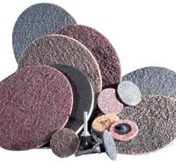 3M - 3" Disc Diam, Aluminum Oxide Quick Change Disc - Type R Attaching System, Nonwoven, Brown, Coarse Grade, 18,000 RPM - Benchmark Tooling