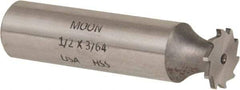 Made in USA - 1/2" Diam x 3/64" Face Width, High Speed Steel, 12 Teeth, Shank Connection Woodruff Keyseat Cutter - Uncoated, 2-1/16" OAL x 1/2" Shank, Straight Teeth - Benchmark Tooling