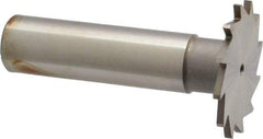 Made in USA - 1-1/8" Diam x 1/16" Face Width, High Speed Steel, 16 Teeth, Shank Connection Woodruff Keyseat Cutter - Uncoated, 2-3/16" OAL x 1/2" Shank, Straight Teeth - Benchmark Tooling