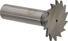 Made in USA - 1-1/4" Diam x 1/16" Face Width, High Speed Steel, 18 Teeth, Shank Connection Woodruff Keyseat Cutter - Uncoated, 2-3/16" OAL x 1/2" Shank, Straight Teeth - Benchmark Tooling