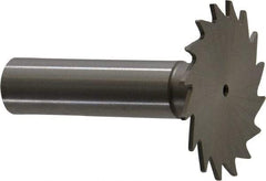 Made in USA - 1-1/2" Diam x 3/64" Face Width, High Speed Steel, 20 Teeth, Shank Connection Woodruff Keyseat Cutter - Uncoated, 2-1/4" OAL x 1/2" Shank, Straight Teeth - Benchmark Tooling