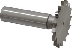 Made in USA - 1-1/2" Diam x 7/64" Face Width, High Speed Steel, 20 Teeth, Shank Connection Woodruff Keyseat Cutter - Uncoated, 2-1/4" OAL x 1/2" Shank, Straight Teeth - Benchmark Tooling