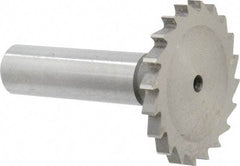 Made in USA - 1-1/2" Diam x 9/64" Face Width, High Speed Steel, 20 Teeth, Shank Connection Woodruff Keyseat Cutter - Uncoated, 2-1/4" OAL x 1/2" Shank, Straight Teeth - Benchmark Tooling