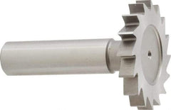 Made in USA - 1-1/2" Diam x 7/32" Face Width, High Speed Steel, 20 Teeth, Shank Connection Woodruff Keyseat Cutter - Uncoated, 2-1/4" OAL x 1/2" Shank, Straight Teeth - Benchmark Tooling