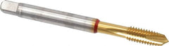 Guhring - 5/16-18 UNC, 3 Flute, TiN Finish, Powdered Metal Spiral Point Tap - Plug Chamfer, Right Hand Thread, 3.543" OAL, 11/16" Thread Length, 0.318" Shank Diam, 2B Class of Fit, Series 3992 - Exact Industrial Supply