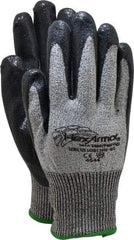 HexArmor - Size L (9), ANSI Cut Lvl A8, Puncture Lvl 5, Nitrile Coated Cut & Puncture Resistant Gloves - Palm & Fingers Coated, SuperFabric/HPPE Lining, Knit Wrist, Gray/Black, Paired - Benchmark Tooling