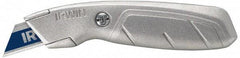 Irwin - Fixed Utility Knife - 2-1/4" Blade, Silver Aluminum Handle, 1 Blade Included - Benchmark Tooling