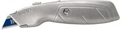 Irwin - Retractable Utility Knife - 2-1/4" Blade, Silver Aluminum Handle, 1 Blade Included - Benchmark Tooling