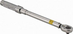 Proto - 3/8" Drive Mil Spec Micrometer Torque Wrench - 16 Ft/Lb to 80 Ft/Lb Torque, 15-1/2" OAL, Ratchet Head - Benchmark Tooling