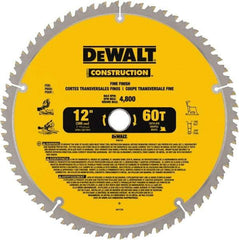 DeWALT - 12" Diam, 1" Arbor Hole Diam, 60 Tooth Wet & Dry Cut Saw Blade - Carbide-Tipped, Fine Finishing Action, Standard Round Arbor - Benchmark Tooling