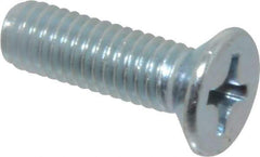 Value Collection - M6x1.00 Metric Coarse, 20mm OAL Phillips Drive Machine Screw - Flat Head, Grade 4.8 Steel, Zinc-Plated Finish, Without Washer - Benchmark Tooling