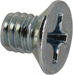 Value Collection - M6x1.00 Metric Coarse, 8mm OAL Phillips Drive Machine Screw - Flat Head, Grade 4.8 Steel, Zinc-Plated Finish, Without Washer - Benchmark Tooling