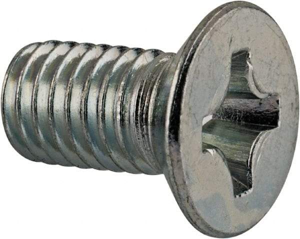 Value Collection - M8x1.25 Metric Coarse, 16mm OAL Phillips Drive Machine Screw - Flat Head, Grade 4.8 Steel, Zinc-Plated Finish, Without Washer - Benchmark Tooling