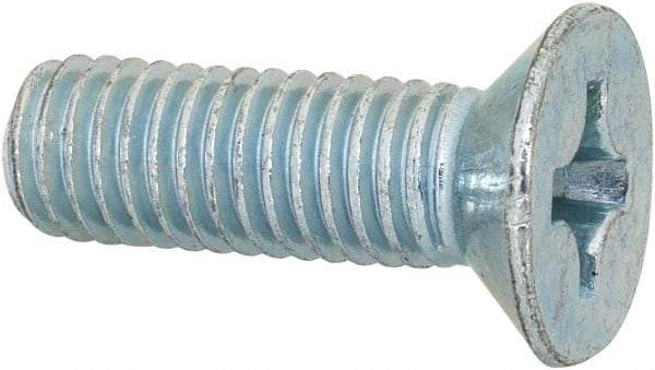 Value Collection - M8x1.25 Metric Coarse, 25mm OAL Phillips Drive Machine Screw - Flat Head, Grade 4.8 Steel, Zinc-Plated Finish, Without Washer - Benchmark Tooling