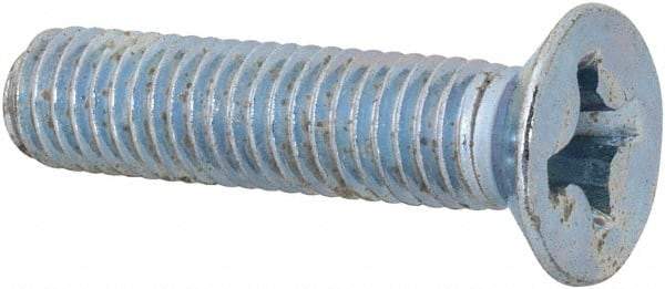 Value Collection - M8x1.25 Metric Coarse, 35mm OAL Phillips Drive Machine Screw - Flat Head, Grade 4.8 Steel, Zinc-Plated Finish, Without Washer - Benchmark Tooling
